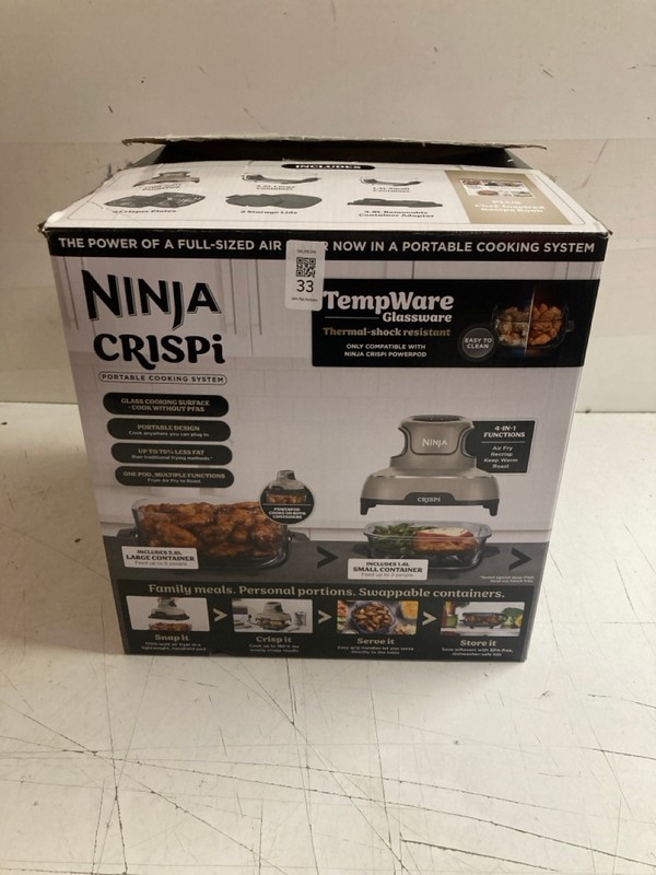 Lot 33  
            Nottingham SR3 - Delivery Only 

                
NINJA CRISPI PORTABLE COOKING SYSTEM