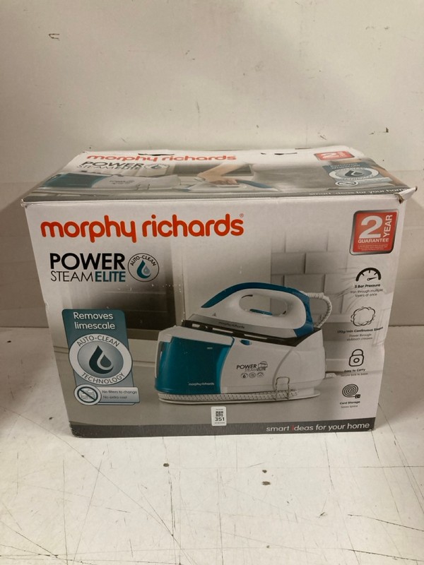 Lot 352  
            Nottingham SR3 - Delivery Only 

                
MORPHY RICHARDS POWER STEAM ELITE IRON