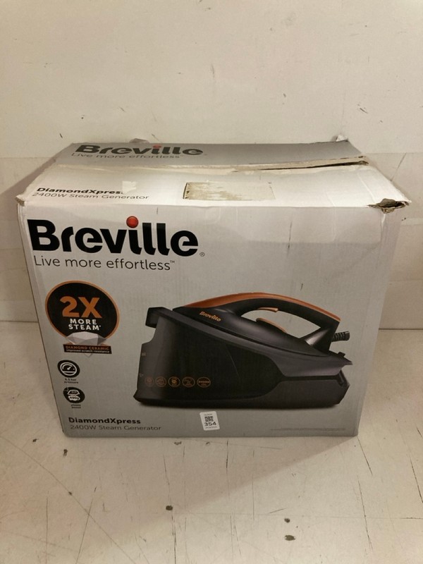Lot 354  
            Nottingham SR3 - Delivery Only 

                
BREVILLE DIAMOND XPRESS 2400W STEAM GENERATOR