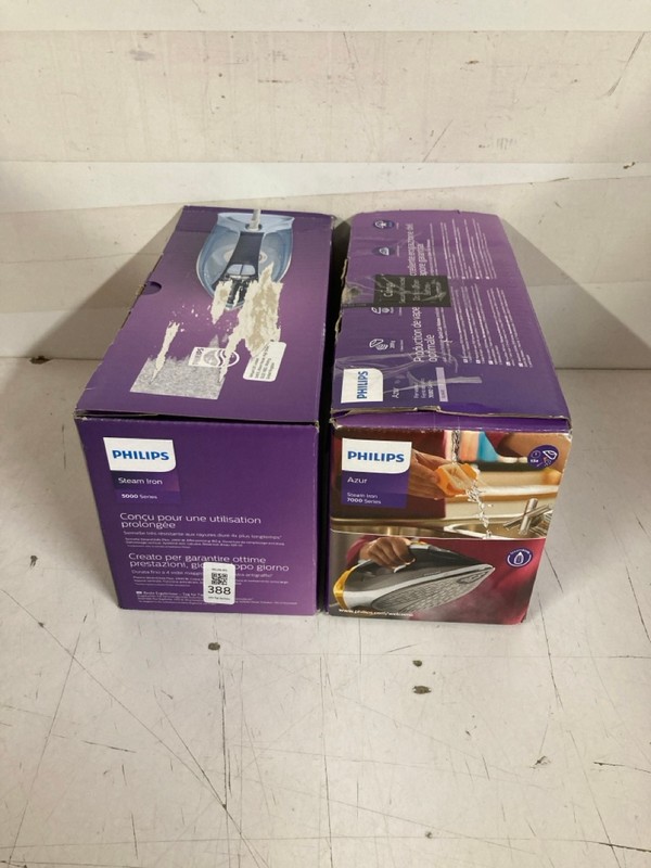 Lot 388  
            Nottingham SR3 - Delivery Only 

                
2 X PHILIPS STEAM IRONS TO INCLUDE AZUR 7000 SERIES