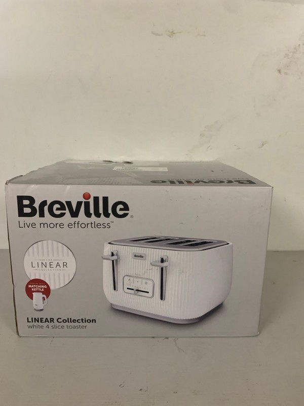 Lot 408  
            Nottingham SR3 - Delivery Only 

                
BREVILLE LINEAR COLLECTION WHITE 4 SLICE TOASTER