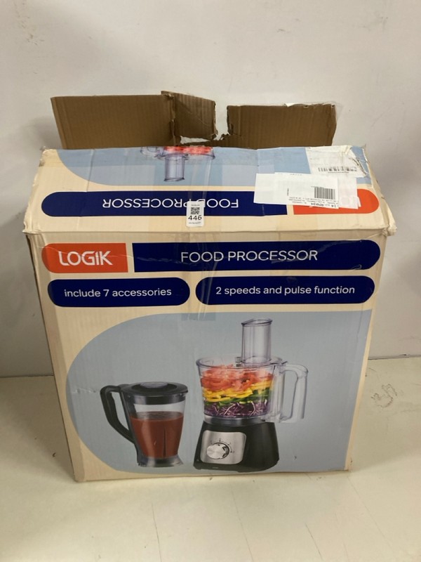 Lot 446  
            Nottingham SR3 - Delivery Only 

                
LOGIK 800W FOOD PROCESSOR