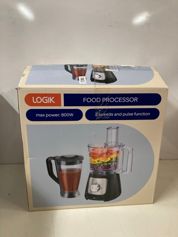 Lot 451  
            Nottingham SR3 - Delivery Only 

                
LOGIK 800W FOOD PROCESSOR