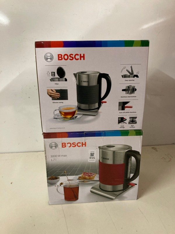 Lot 455  
            Nottingham SR3 - Delivery Only 

                
2 X BOSCH ELECTRIC KETTLES