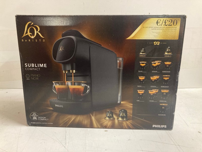 Lot 45  
            Nottingham SR3 - Delivery Only 

                
PHILIPS LOR SUBLIME COMPACT 19 BAR BARISTA COFFEE SYSTEM