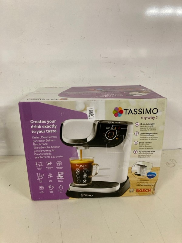 Lot 470  
            Nottingham SR3 - Delivery Only 

                
BOSCH TASSIMO MY WAY 2 COFFEE MACHINE
