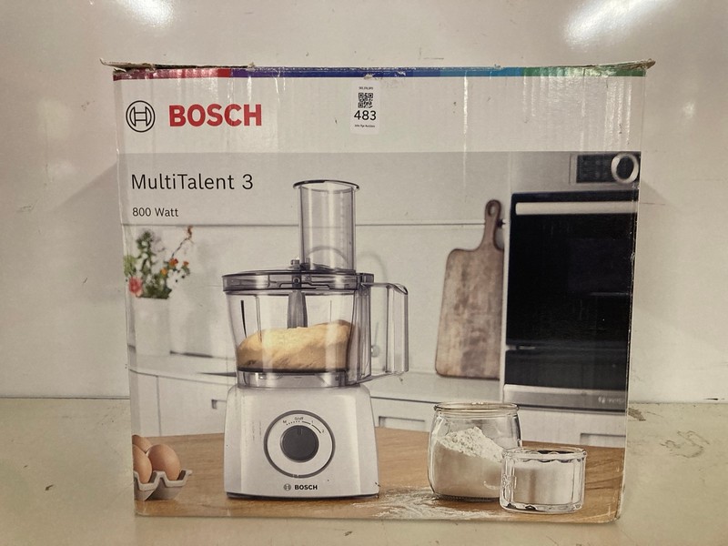 Lot 483  
            Nottingham SR3 - Delivery Only 

                
BOSCH MULTI TALENT 3 800W FOOD PROCESSOR