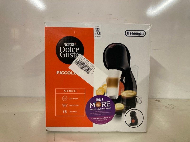 Lot 485  
            Nottingham SR3 - Delivery Only 

                
DE'LONGHI NESCAFE DOLCE GUSTO PICCOLO XS COFFEE MACHINE