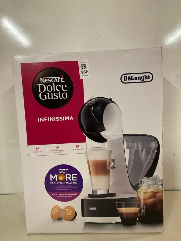 Lot 486  
            Nottingham SR3 - Delivery Only 

                
DE'LONGHI NESCAFE DOLCE GUSTO INFINISSIMA COFFEE MACHINE