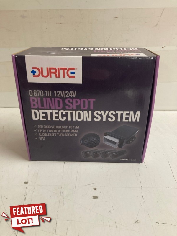 Lot 48  
            Nottingham SR3 - Delivery Only 

                
DURITE 0-870-10 BLIND SPOT DETECTION SYSTEM WITH LEFT TURN SPEAKER 12/24V PN: 0 8...