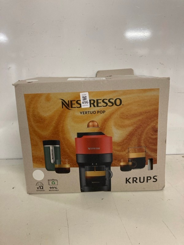 Lot 496  
            Nottingham SR3 - Delivery Only 

                
NESPRESSO VERTUO POP KRUPS COFFEE MACHINE