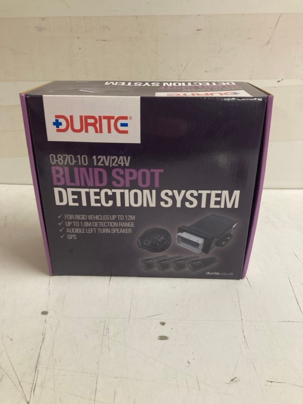 Lot 50  
            Nottingham SR3 - Delivery Only 

                
DURITE 0-870-10 BLIND SPOT DETECTION SYSTEM WITH LEFT TURN SPEAKER 12/24V PN: 0 8...