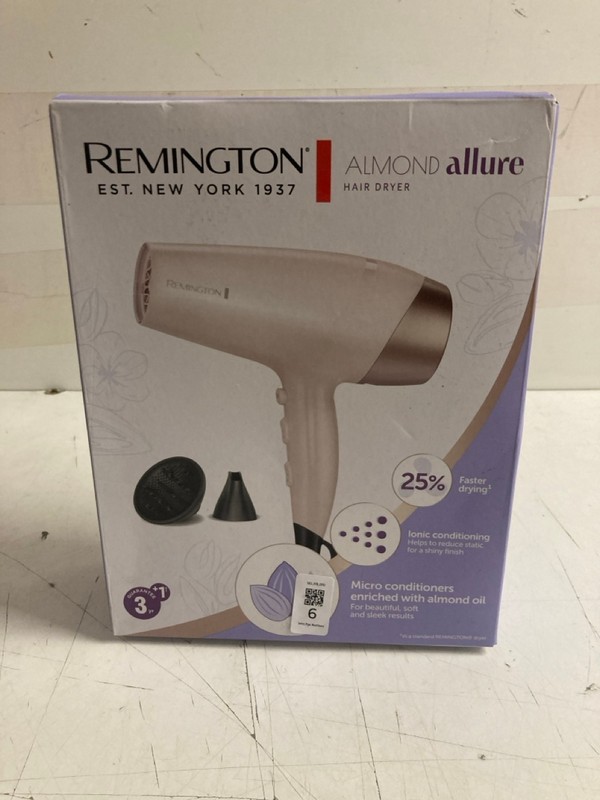 Lot 6  
            Nottingham SR3 - Delivery Only 

                
REMINGTON ALMOND ALLURE HAIR DRYER