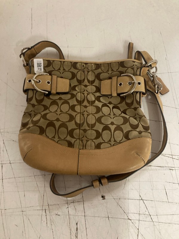 Lot 78  
            Nottingham SR3 - Delivery Only 

                
COACH SIGNATURE JACQUARD CANVAS SOHO HANDBAG WITH TAN LEATHER TRIM