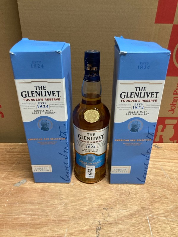 Lot 56  
            Nottingham SR4 - Collection Only 

                
3 X BOTTLES OF THE GLENLIVET SINGLE MALT SCOTCH WHISKEY (C75) (18+ I.D MAYBE REQU...