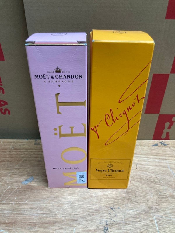 Lot 57  
            Nottingham SR4 - Collection Only 

                
2 X BOTTLES OF ALCOHOL TO INC VUEVE CLIEQUOT BRUT CHAMPAGNE (C24, C29) (18+ I.D M...