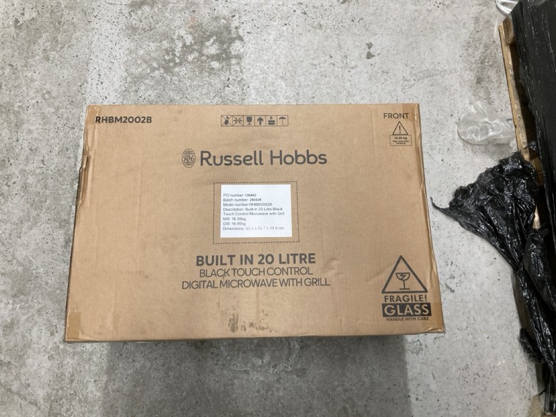 Lot 94  
            Nottingham SR4 - Delivery Or Collection 

                
RUSSELL HOBBS BUILT IN 20L DIGITAL MICROWAVE MODEL: RHBM2002B (IN ORIGINAL PACKAG...