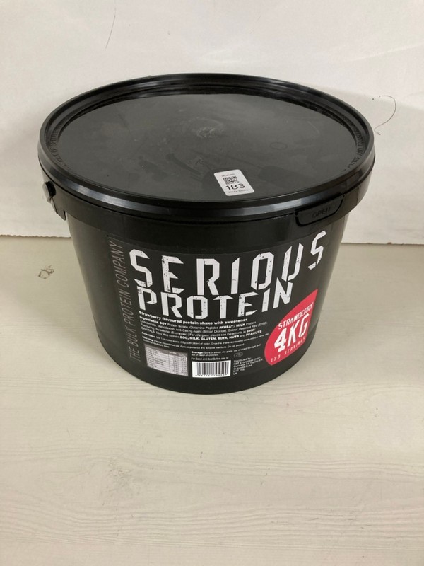 Lot 183  
            Nottingham SR5 - Delivery Only 

                
SERIOUS PROTEIN STRAWBERRY FLAVOURED PROTEIN SHAKE WITH SWEETENER BBE:SEP 28
