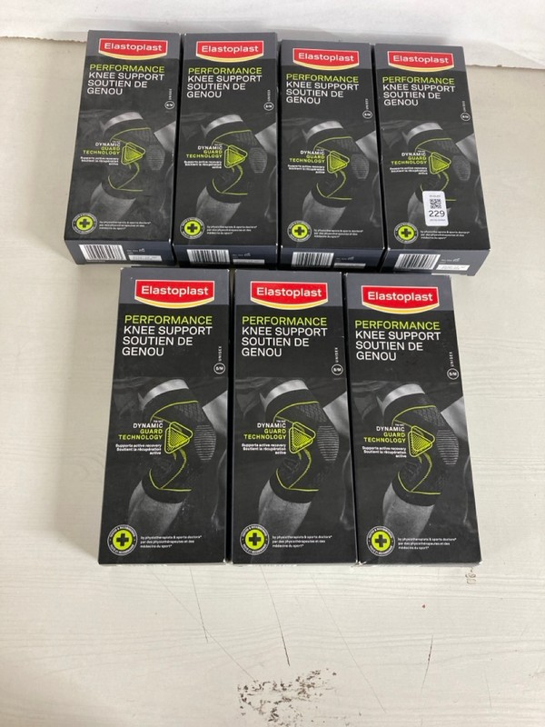 Lot 229  
            Nottingham SR5 - Delivery Only 

                
7 X ELASTOPLAST PERFORMANCE KNEE SUPPORTS