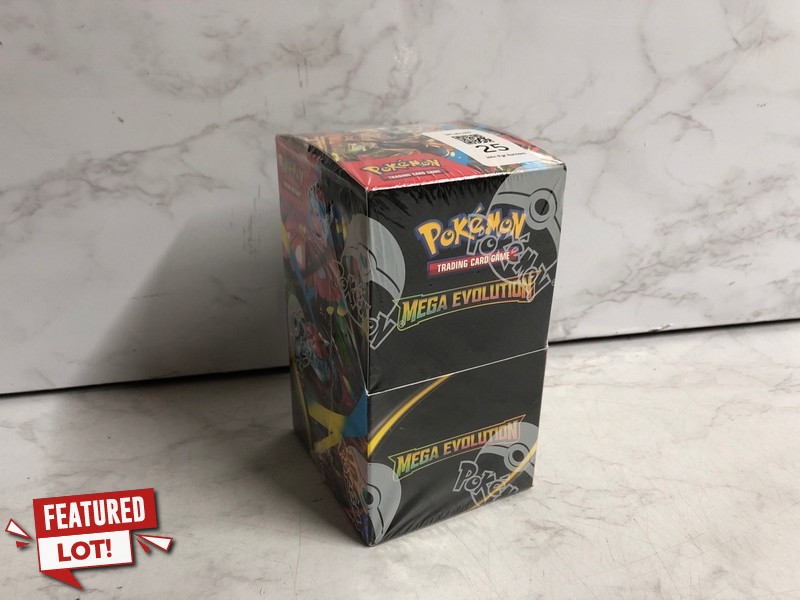 Lot 25  
            Nottingham SR5 - Delivery Only 

                
POKÉMON MEGA EVOLUTION 18 PACK BOOSTER BOX (SEALED) ORIGINAL RRP:£145