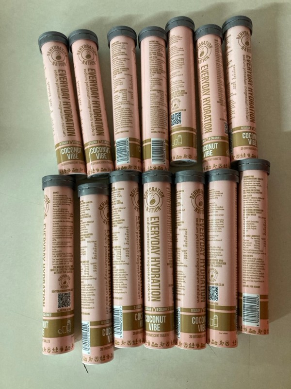 Lot 288  
            Nottingham SR5 - Delivery Only 

                
LARGE QTY OF REHYDRATION NATION EVERYDAY HYDRATION COCONUT VIBE BBE:08/27