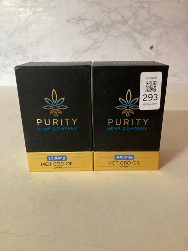 Lot 293  
            Nottingham SR5 - Delivery Only 

                
2 X PURITY HEMP COMPANY MCT CBD OILS 3000MG