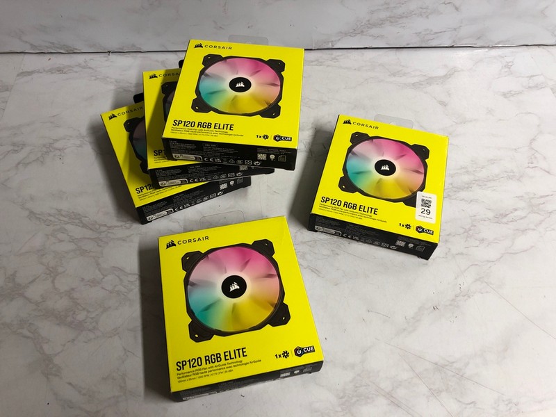 Lot 29  
            Nottingham SR5 - Delivery Only 

                
5 X CORSAIR SP120 RBG ELITE PERFORMANCE RGB FANS