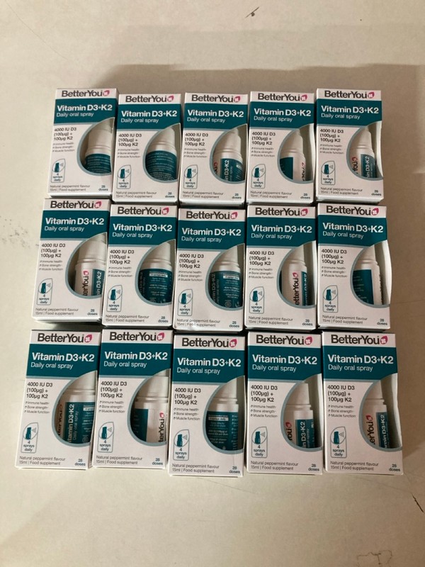 Lot 322  
            Nottingham SR5 - Delivery Only 

                
LARGE QTY OF BETTER YOU VITAMIN D3+K2 DAILY ORAL SPRAYS