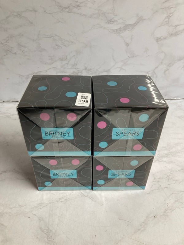 Lot 398  
            Nottingham SR5 - Delivery Only 

                
4 X BRITNEY SPEARS EAU DE PARFUM SPRAYS 100ML (SEALED)