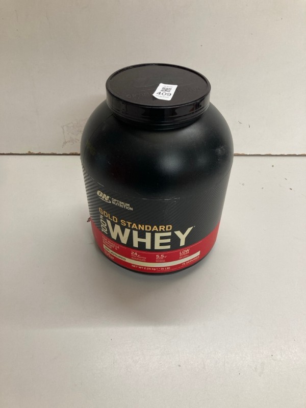 Lot 409  
            Nottingham SR5 - Delivery Only 

                
OPTIMUM NUTRITION GOLD STANDARD WHEY BBE:07/2027