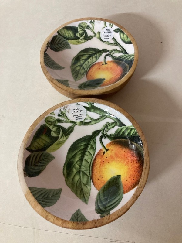 Lot 454  
            Nottingham SR5 - Delivery Only 

                
4 X PACK OF TWO SMALL DISH MANGO WOOD/ENAMEL - ORANGE BLOSSOM WHITE DISHES