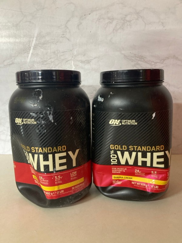 Lot 485  
            Nottingham SR5 - Delivery Only 

                
2 X OPTIMUM NUTRITION GOLD STANDARD WHEYS BBE:09/2027