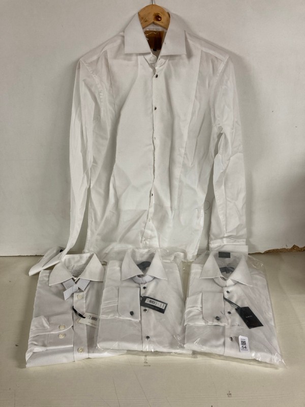 Lot 54  
            Nottingham SR5 - Delivery Only 

                
4 X JL SLIM FIT SELF STRAP WHITE COLLARD SHIRTS