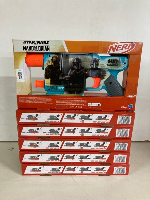 Lot 67  
            Nottingham SR5 - Delivery Only 

                
6 X NERF STAR WARS THE MANDALORIAN GUNS