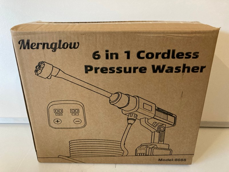 Lot 169  
            Nottingham SR6 - Delivery Only 

                
MERNGLOW 6 IN 1 CORDLESS PRESSURE WASHER