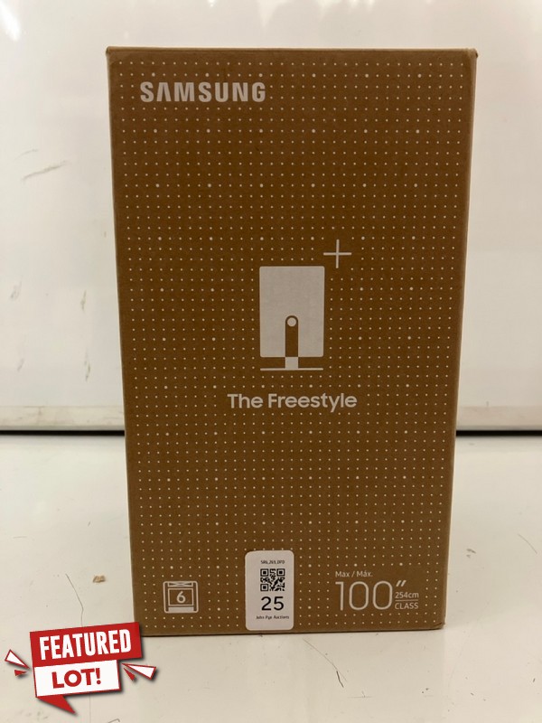 Lot 25  
            Nottingham SR6 - Delivery Only 

                
SAMSUNG THE FREESTYLE PROJECTOR MODEL:: SP-LFF3CLAX ORIGINAL RRP: £449.00