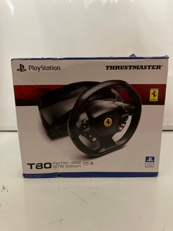 Lot 39  
            Nottingham SR6 - Delivery Only 

                
PLAYSTATION THRUSTMASTER T80 FERRARI 488 GTB EDITION RACING WHEEL AND PEDALS ORIG...
