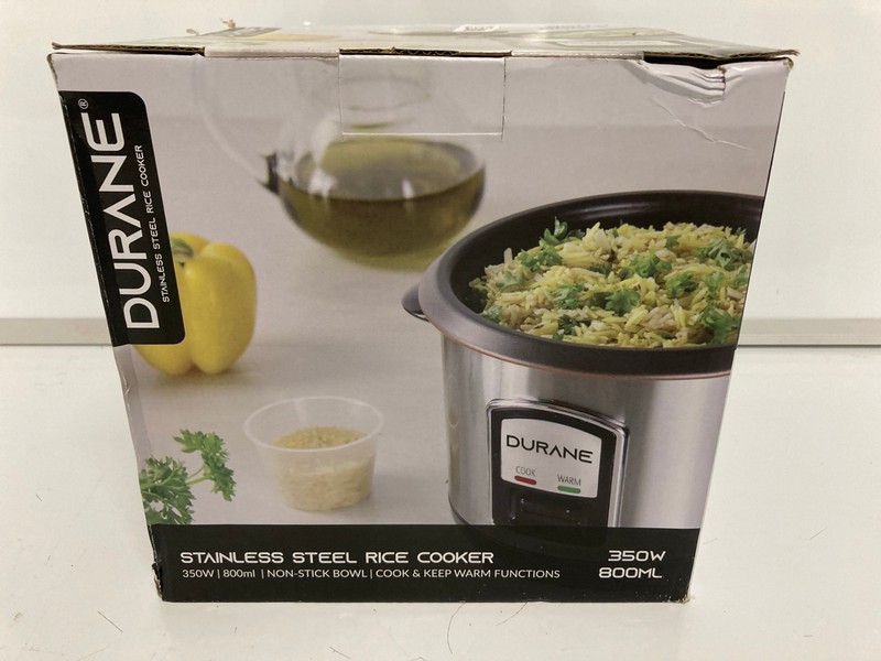 Lot 504  
            Nottingham SR6 - Delivery Only 

                
DURANE STAINLESS STEEL RICE COOKER