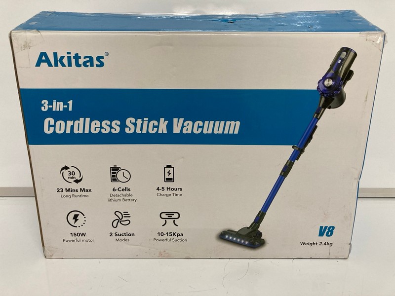 Lot 509  
            Nottingham SR6 - Delivery Only 

                
AKITAS 3-IN-1 CORDLESS STICK VACUUM (WITH CHARGER)