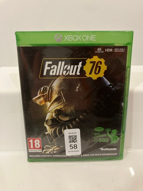 Lot 58  
            Nottingham SR6 - Delivery Only 

                
FALLOUT 76 GAME FOR XBOX ONE (SEALED - 18+ ID MAY BE REQUIRED)
