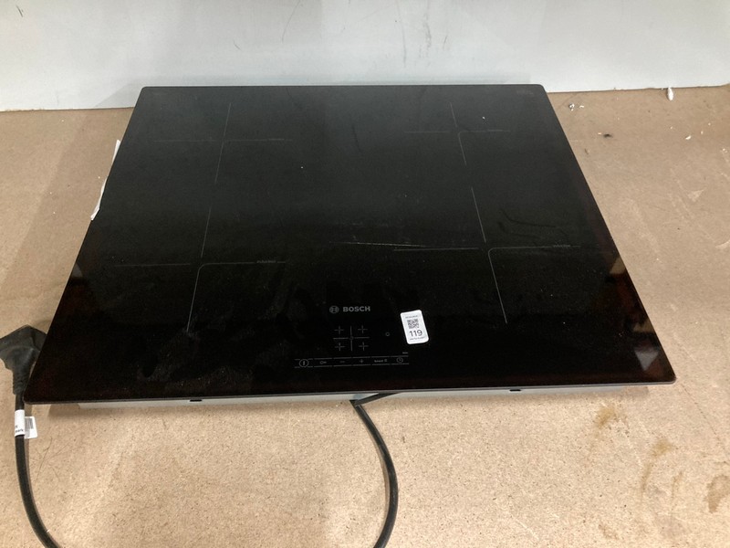 Lot 119  
            Nottingham SR2 - Delivery or Collection 

                
BOSCH CERAMIC HOB MODEL NO: PKE611CA3E