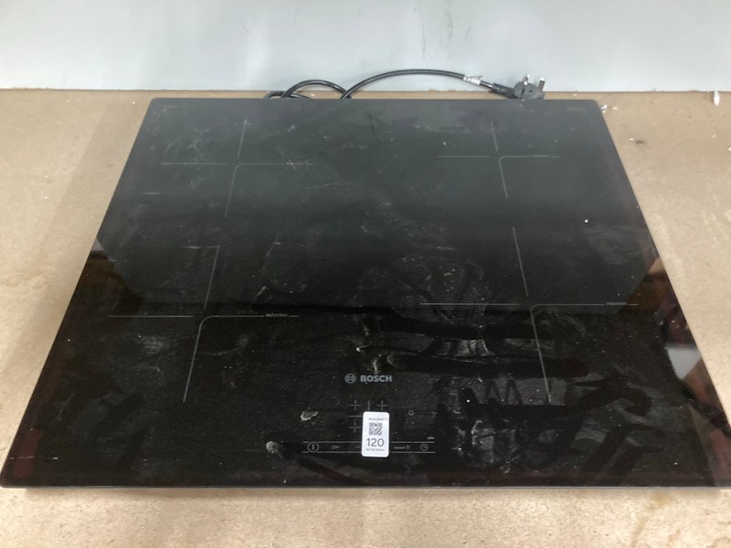 Lot 120  
            Nottingham SR2 - Delivery or Collection 

                
BOSCH CERAMIC HOB MODEL NO: PUE611BF1B