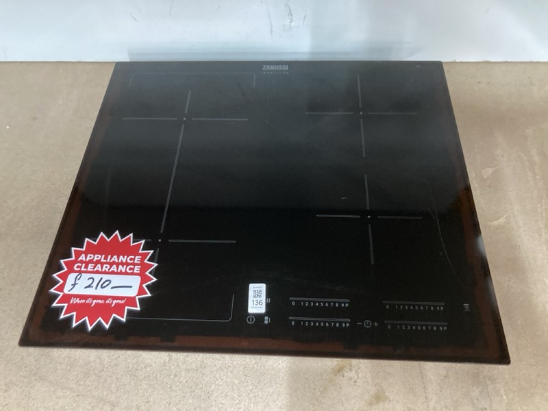 Lot 136  
            Nottingham SR2 - Delivery or Collection 

                
ZANUSSI INDUCTION HOB MODEL NO: ZIFN644K