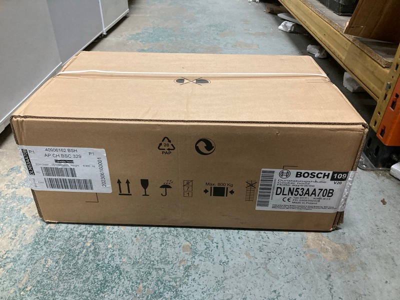 Lot 144  
            Nottingham SR2 - Collection Only 

                
BOSCH COOKER HOOD MODEL NO: DLN53AA70B (COLLECTION ONLY)