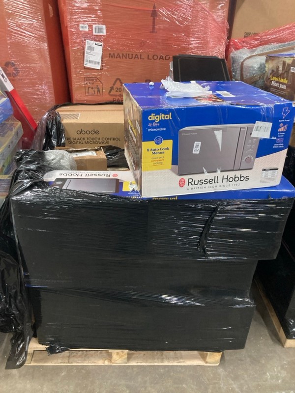 Lot 222  
            Nottingham SR2 - Collection Only 

                
PALLET OF MICROWAVES INC RUSSELL HOBBS 20L DIGITAL MICROWAVE (COLLECTION ONLY)