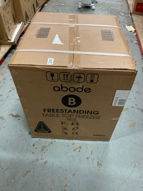Lot 236  
            Nottingham SR2 - Collection Only 

                
ABODE FREESTANDING TABLE TOP FREEZER MODEL NO: ATTFZ0E1B (COLLECTION ONLY)