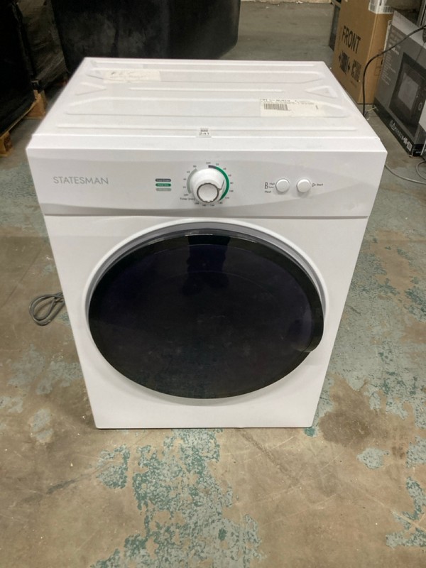 Lot 241  
            Nottingham SR2 - Delivery or Collection 

                
STATESMAN 3KG VENTED TUMBLE DRYER MODEL NO: TD03VFW