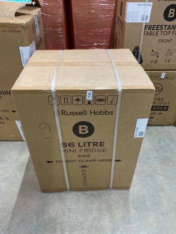 Lot 80  
            Nottingham SR2 - Delivery or Collection 

                
RUSSELL HOBBS 66 LITRE MINI FRIDGE MODEL NO: RHTTF67B