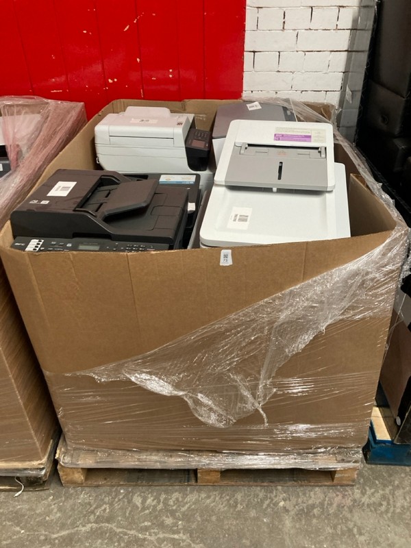 Lot 73  
            Nottingham SR3 - Delivery or Collection 

                
PALLET OF VARIOUS PRINTERS (Printer Harvest 25/10/2025)