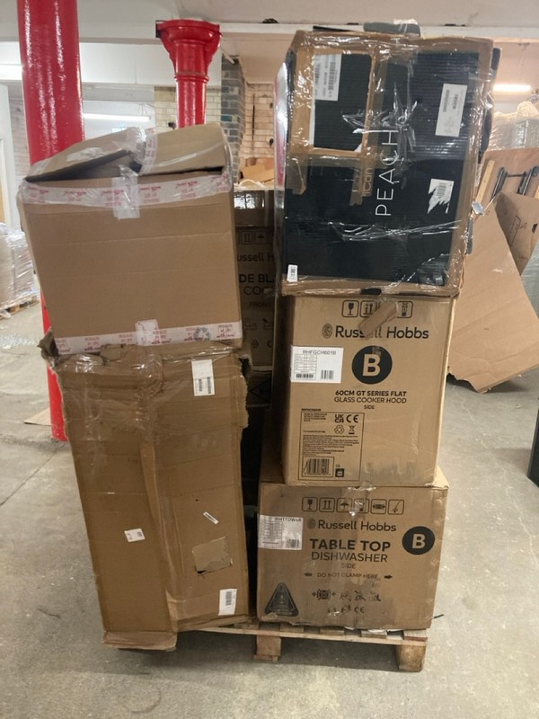 Lot 77  
            Nottingham SR3 - Delivery or Collection 

                
PALLET OF ITEMS TO INCLUDE RUSSELL HOBBS COOKER HOOD